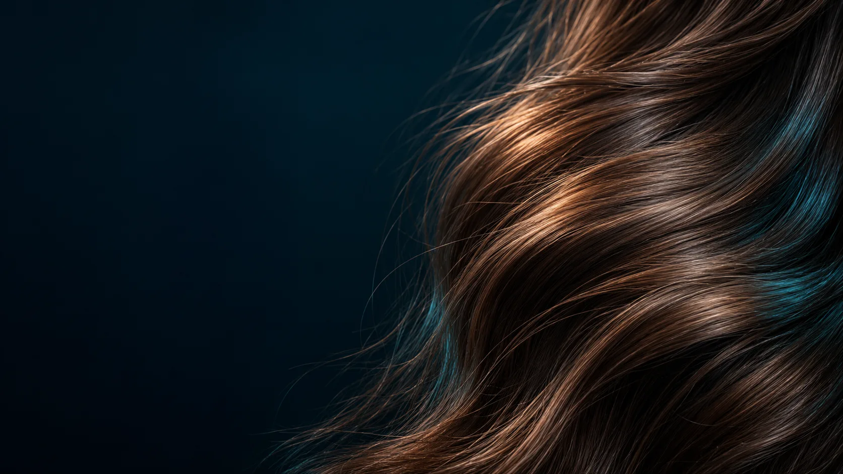 Close-up view of brown hair fibres
